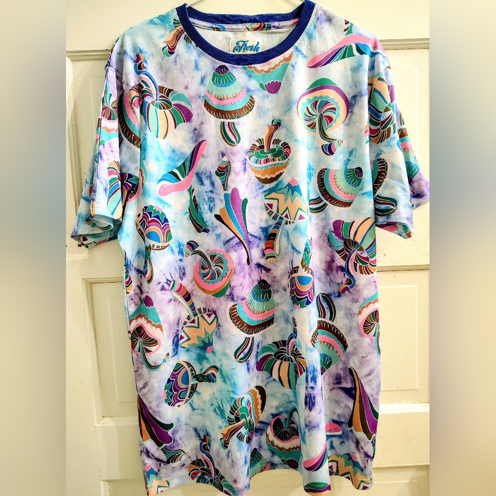 fresh Prince Of Belair Mushroom Graphic Tee in Purple, Teal, Pink and Cream